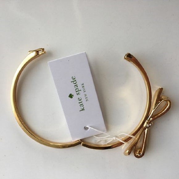 Authentic Kate Spade gold bow bangle pave bracelet - Picture 5 of 6